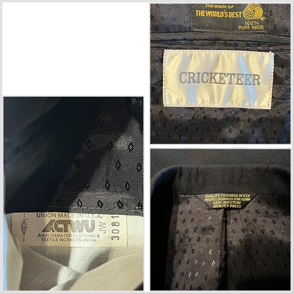 Vintage Cricketeer Tuxedo 38-40R 35x28 Solid Black 1 Button Wool Tux - Picture 14 of 16
